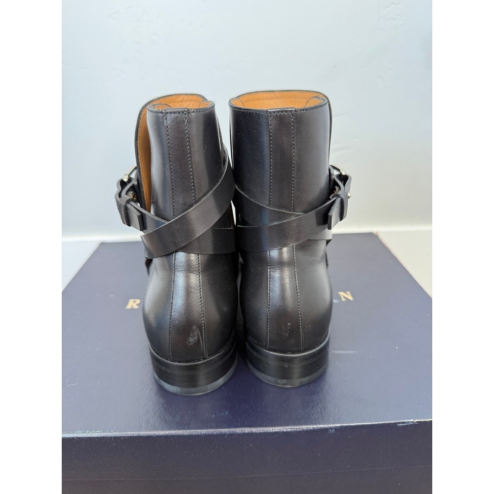 Ralph Lauren Purple Label Halton Black Burnished Calf Leather Ankle Boots 39.5B - Picture 2 of 7